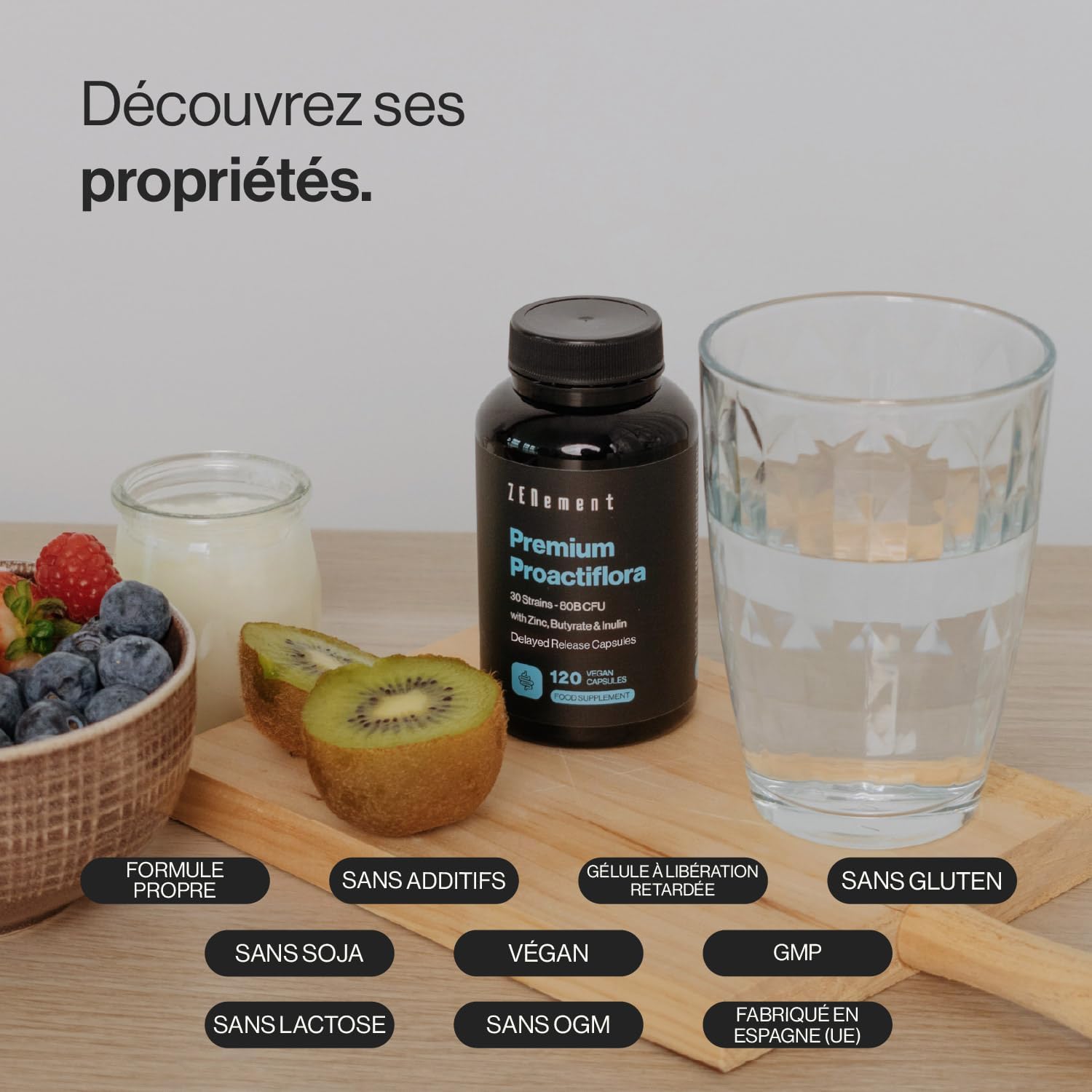 Probiotiques, Prébiotiques et Postbiotiques Intestinaux, 120 Gélules Gastro-résistantes - 30 souches (80 milliards UFC) par dose + Inuline + Butyrate + Zinc - Soutien Digestif et Système Immunitaire