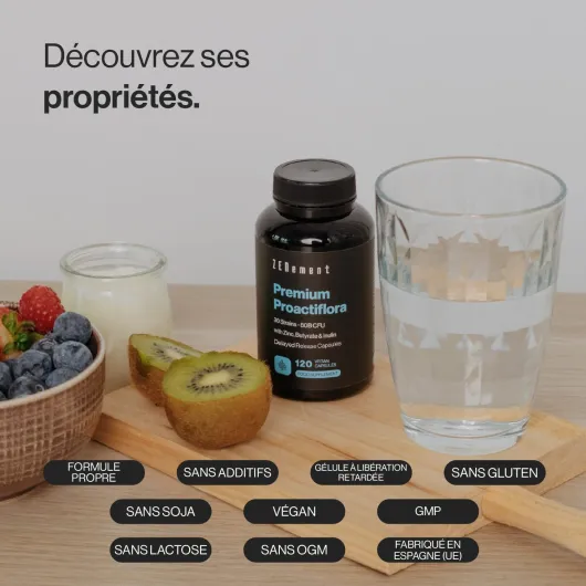 Probiotiques, Prébiotiques et Postbiotiques Intestinaux, 120 Gélules Gastro-résistantes - 30 souches (80 milliards UFC) par dose + Inuline + Butyrate + Zinc - Soutien Digestif et Système Immunitaire