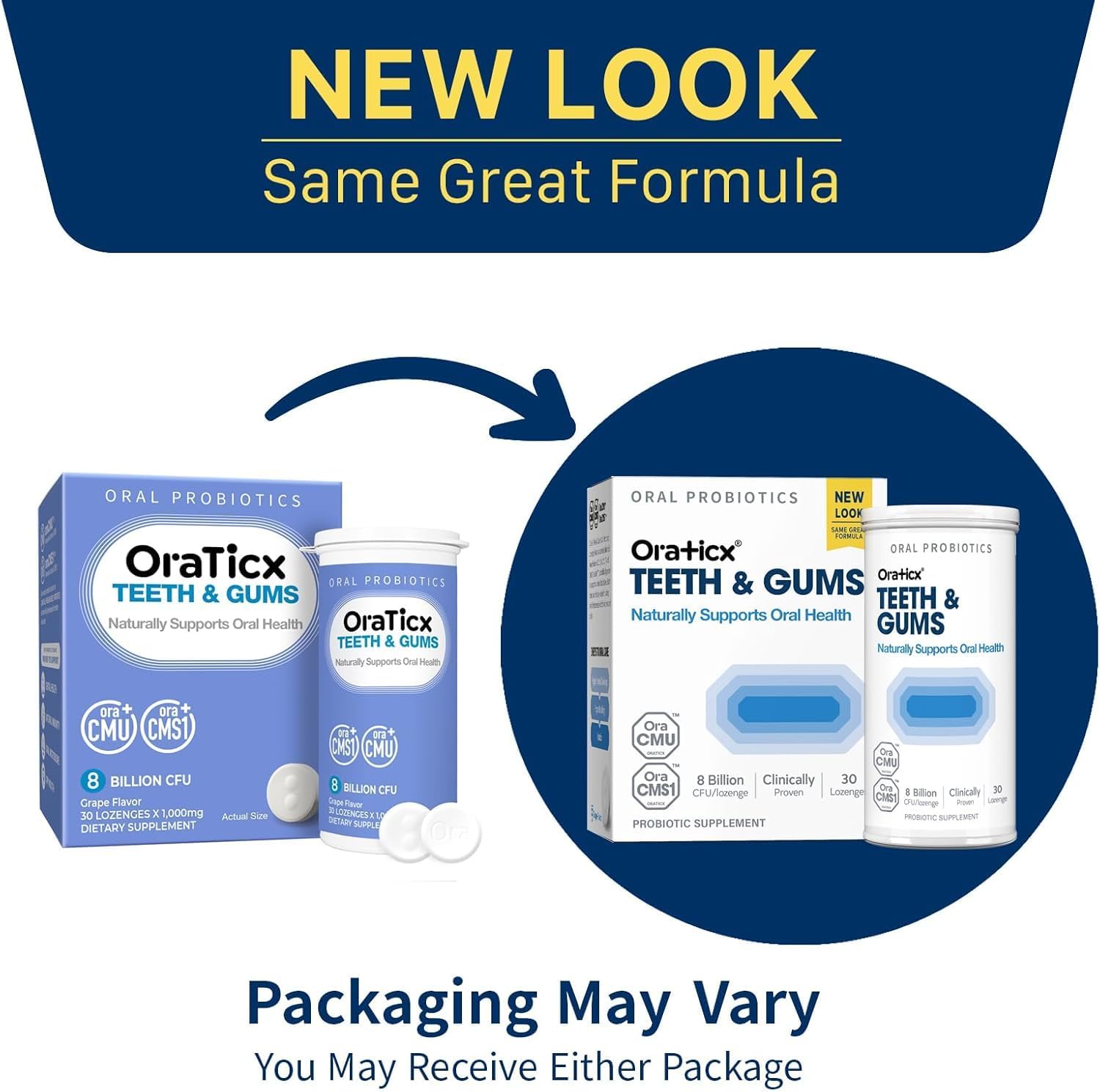 OraTicx Probiotique dentaire pour dents et gencives, soutient naturellement la santé bucco-dentaire et l'immunité, supplément de probiotiques oraux 8 milliards d'UFC, saveur raisin 30 pastilles 1
