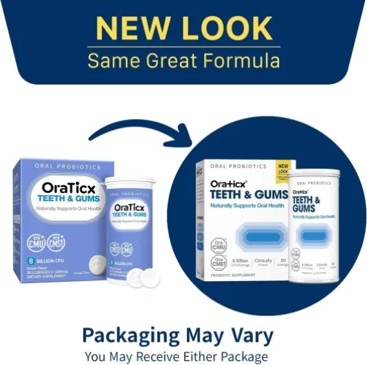 OraTicx Probiotique dentaire pour dents et gencives, soutient naturellement la santé bucco-dentaire et l'immunité, supplément de probiotiques oraux 8 milliards d'UFC, saveur raisin 30 pastilles 1