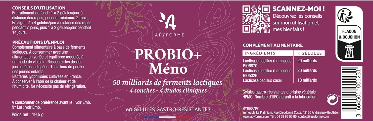 Ménobelle Ménopause -55,8% de Sueurs Nocturnes, Réduction des Bouffées de Chaleur et Sommeil Retrouvé - Complexe Breveté sans Hormone - 60 Gélules
