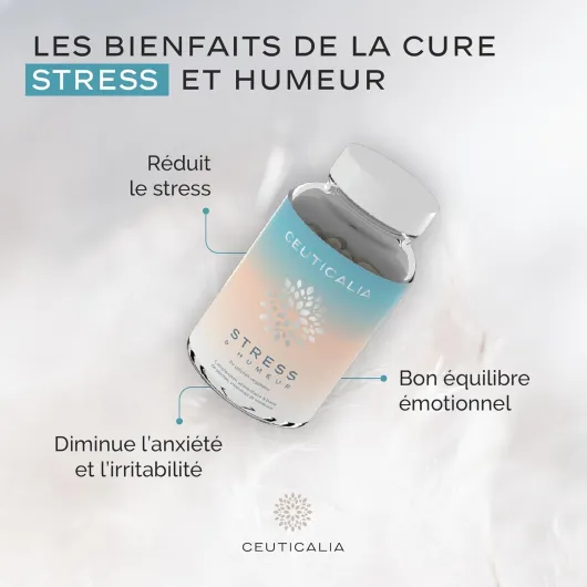 Complément Alimentaire Stress et Humeur - Anti Stress et Anxiété, Favorise Bien Etre et Relaxation - Pour Adulte - Magnésium, Vitamine B6, Safran, Rhodiola, Aubépine - 180 Gélules, 90 Jours 180 Gélules - Cure de 90 Jours