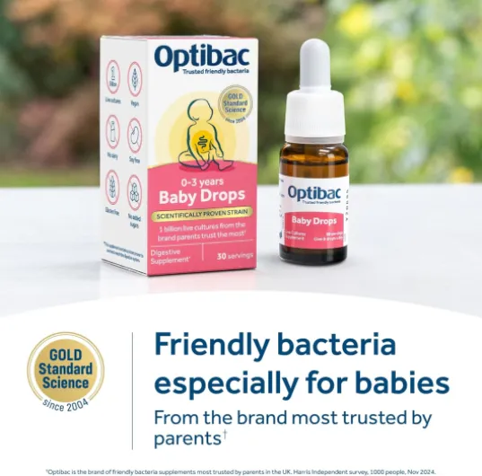 OptiBac Pour Votre Bébé - 1 Milliard Bonnes Bactéries - Complément Alimentaire Naturel - Approvisionnement d'un Mois - Gouttes
