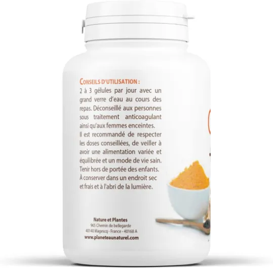 Curcuma, Gingembre et Poivre Noir Biologique 350 mg - 200 gélules végétales (Lot de 2) 200 unité (Lot de 2)