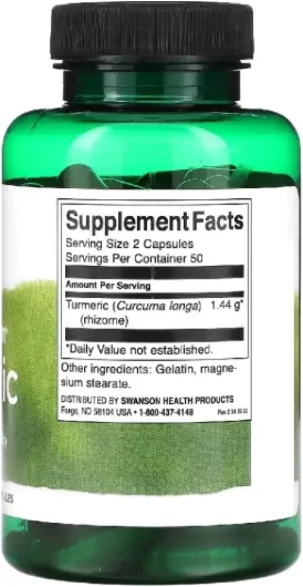 Swanson - Full Spectrum Turmeric - Curcuma Capsules - Soutient la santé des articulations et de la peau, Effet Antioxydant - 720mg - 100 Gélules