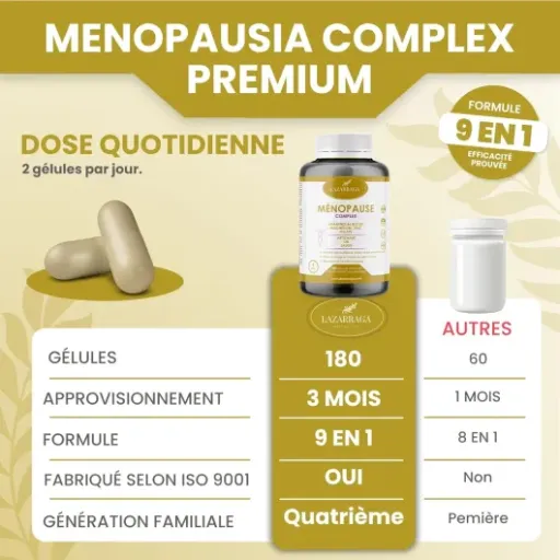 Test MENOPAUSE COMPLEX 9 EN 1 Lazarraga : un coup de pouce correct pour les bouffées de chaleur, sans miracle