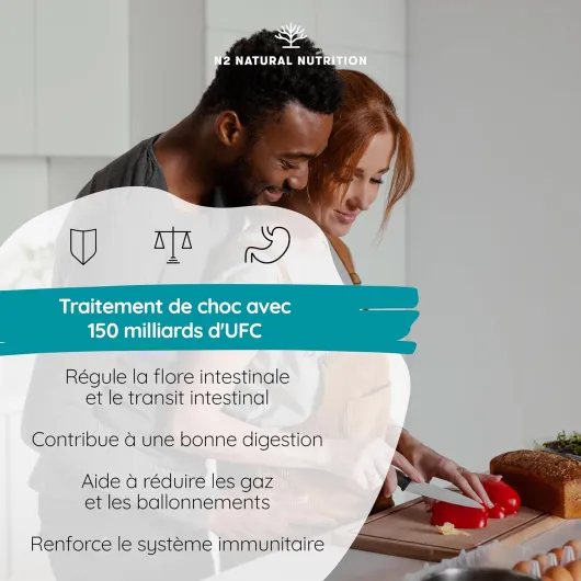 Probiotiques 150 Milliards UFC + Ashwagandha KSM-66 et Magnésium - Santé Digestive, Équilibre Mental et Vitalité - Formules Véganes - N2 Natural Nutrition